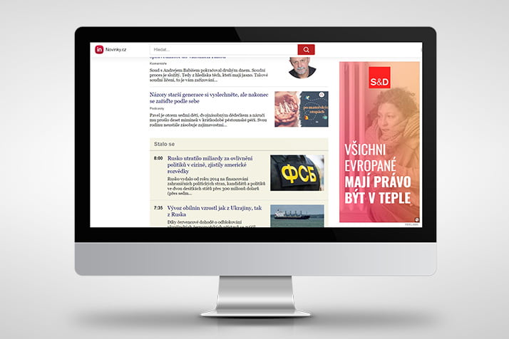Computer screen with a website and the Czech Republic advert